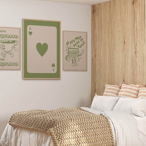 Sage Green Retro Trendy Wall Art Set of 15 Guest Check Print Lucky You ...