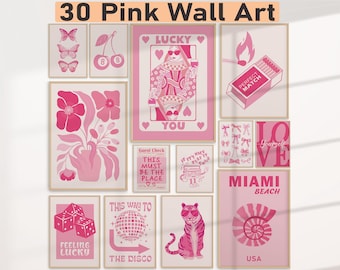 Set Of 30 Dorm Wall Decor For Girls Pink Wall Art Dorm College Apartment Wall Prints Cute Dorm Room Wall Art Girly Posters Trendy Printable