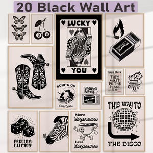 Set Of 20 Dorm Wall Art Decor For Girls Black and White Wall Prints Dorm College Apartment Cute Room Art Girly Posters Trendy Printable Fun
