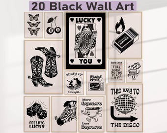 Set Of 20 Dorm Wall Art Decor For Girls Black and White Wall Prints Dorm College Apartment Cute Room Art Girly Posters Trendy Printable Fun