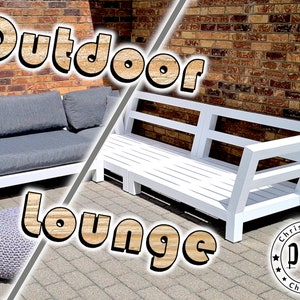 DIY construction plan for a garden bench in Euro - pallet size Modern design outdoor lounge sofa pallet furniture (metric)