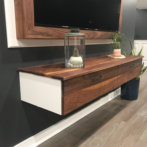Solid Walnut Floating Media Console / Shelf / Bookshelf / TV Etsy
