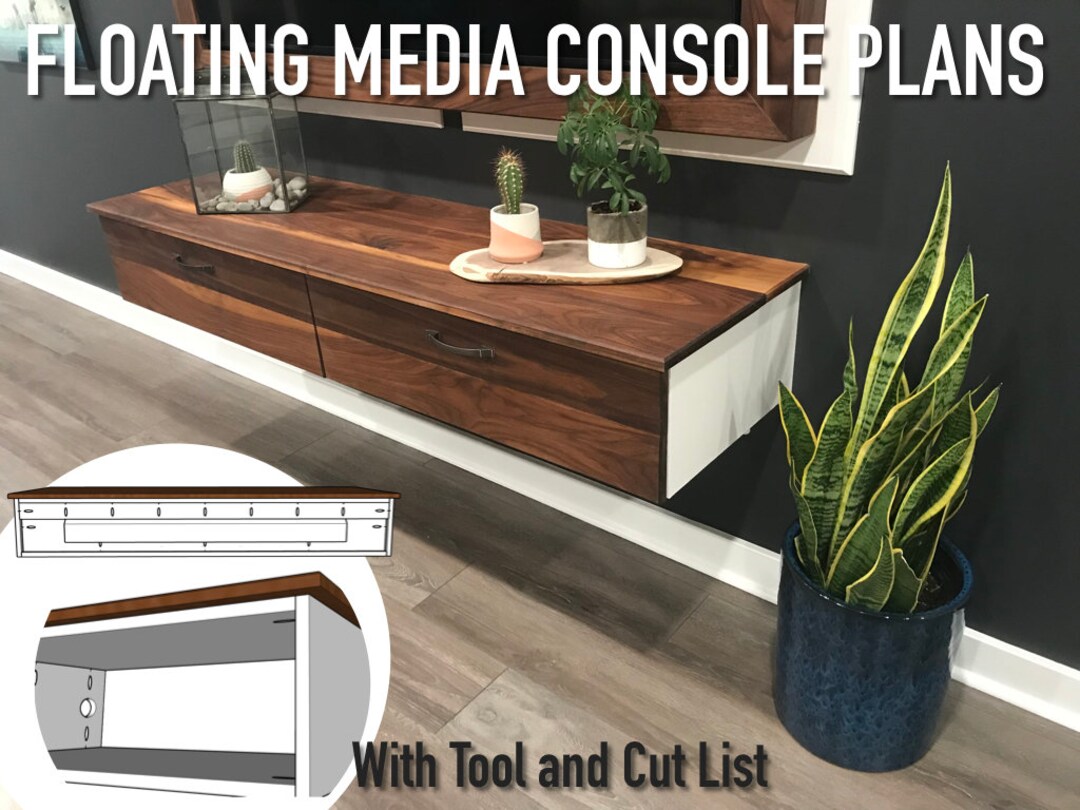 Floating Media Console Plans Easy to Build Includes Tool Etsy UK