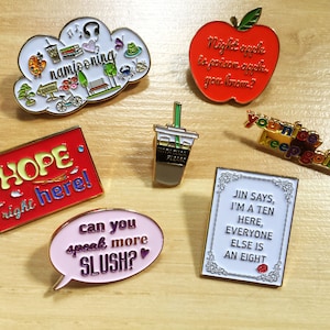 BTS Gold Enamel Pin Badge: namjooning, hopeworld, & more!