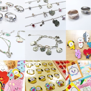 BTS Inspired Rings, Bracelets, Gold Enamel Pin Badge & Decal Stickers