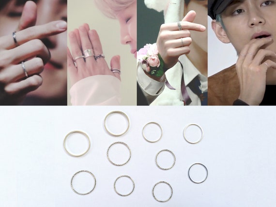 K-DNA BTS Member Rings - lovers (gold/black)