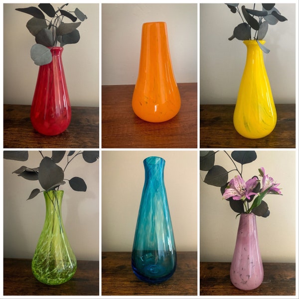 Solid Color Glass Vase - Hand Blown Glass Vase - Glass Bud Vase