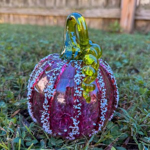 Dark Ruby Ribbed Pumpkin - Small Handblown Glass Pumpkin