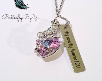 Butterfly Heart Cremation Necklace: Sterling Silver Ash Urn Keepsake