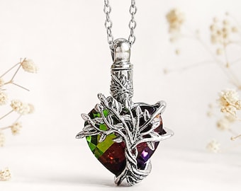 Tree of Life Heart Urn Necklace – Personalized Cremation Jewelry