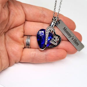 Elefant Urne Halskette: Blaues Herz Feuerbestattung Schmuck, Personalisiert