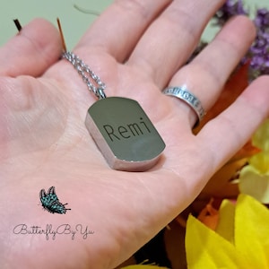 Personalized Stainless Steel Dog Tag Urn Necklace: Cremation Jewelry