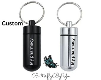 Keychain Pill Case, Pill bottle, Travel keychain Mini Metal Pill Box, Waterproof Pill Box, Creative keychain pendant, Grandma gift