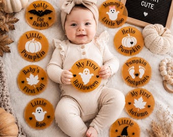 Personalized Halloween Baby Sign, Custom Acrylic Milestone Photo Prop, Boho Fall Decor