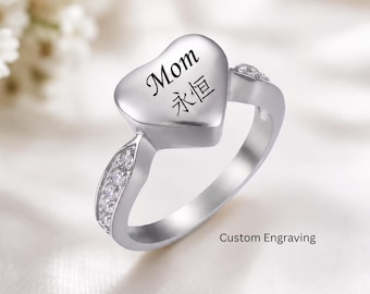 Heart Urn Ring: Stainless Steel Cremation Ashes Jewelry, Memorial Ring