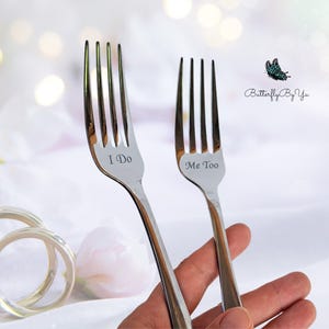 Engraved Wedding Forks: Personalized Silver-Plated Newlywed Gift