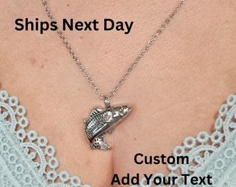 Personalized Fish Urn Necklace: Stainless Steel Memorial Ash Keepsake