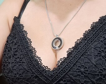 Engraved Cremation Necklace: Stainless Steel Eternity Circle Urn, Memorial Jewelry