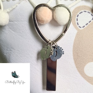 Personalized New Mom Keychain: Engraved Baby Stats, Stainless Steel