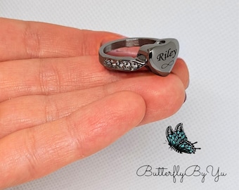 Heart Cremation Ring for Ashes: Stainless Steel Memorial Jewelry