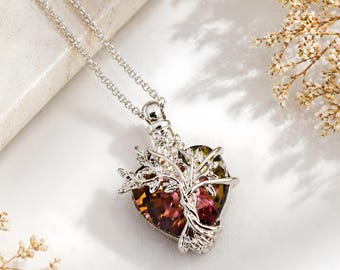 Tree of Life Heart Urn Necklace, Cremation Jewelry, Memorial Gift, Mothers Day Gift