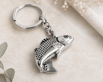 Fish Urn Keychain for Ashes, Personalized Memorial Keepsake, Stainless Steel Cremation Gift, Sympathy Loss Gift