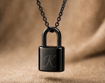 Personalized Memorial Urn Necklace, Padlock Ashes Pendant, Stainless Steel Sympathy Gift