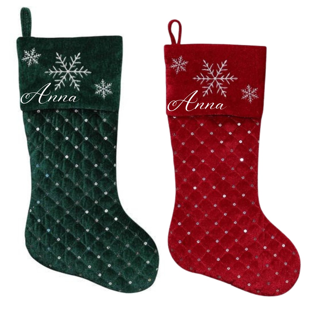 Velvet Christmas Stocking, Custom Christmas Stockings 2024, Matching