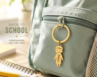 Personalized Child Name Keychain, Custom Boy or Girl Charm, Stainless Steel Backpack Accessory
