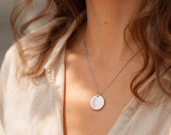 Personalized Disc Necklace, Engraved Name Necklace, Minimalist Jewelry for Her