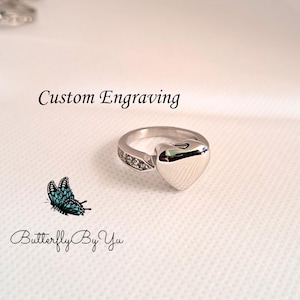 Custom Engraved Heart Cremation Ring: Stainless Steel Ash Keepsake