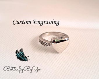 Personalisierter Ring mit Gravur für die Beere: Edelstahlasche-Andenken