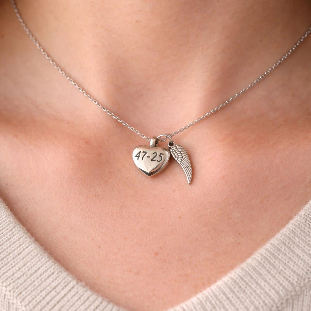 Engraved Heart Urn Necklace for Human or Pet Ashes – Stainless Steel ...