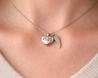 Engraved Heart Urn Necklace for Human or Pet Ashes – Stainless Steel Cremation Memorial Jewelry