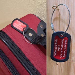 Duurzaam stalen bagagelabel met militair tintje - Aangepast reis-ID-label voor herenkoffers en rugzakken - Gepersonaliseerd cadeau-idee