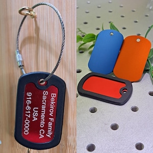 Gepersonaliseerde, op legers geïnspireerde tag voor reisuitrusting voor heren - aangepaste roestvrijstalen tasidentificatie - uniek cadeau voor avonturiers
