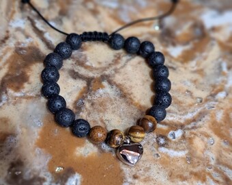 Engraved Urn Bracelet: Lava Beads, Peppermint Oil Diffuser, Memorial Jewelry