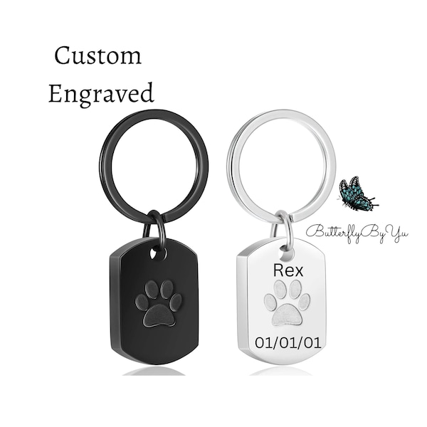 Personalized Cremation Pet Urn Keychain Custom Ashes Jewelry Ash Gift Keyring Keepsake Gifts Custom Pet Dog Cat Memorial Paw Engraved