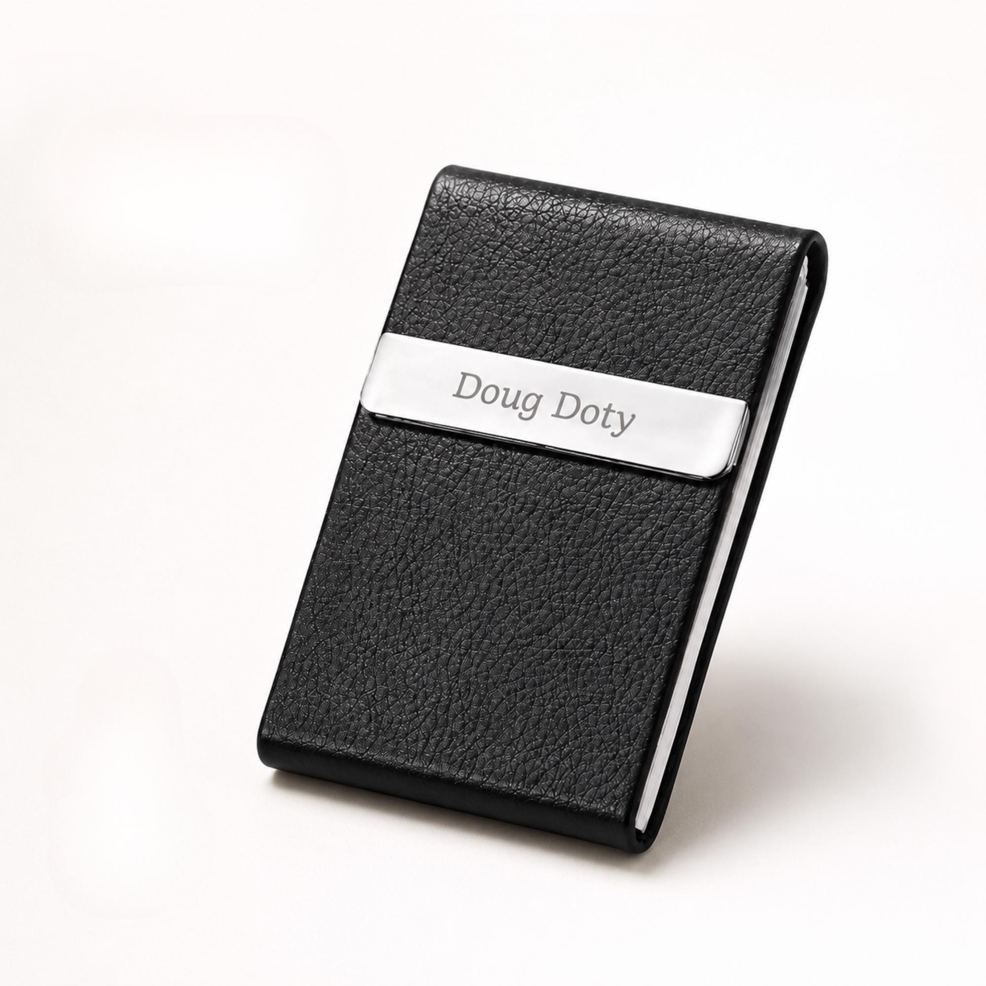 Custom Engraved Card Holder, Personalized Leather Wallet for Business Cards, Gift for Boss Coworker