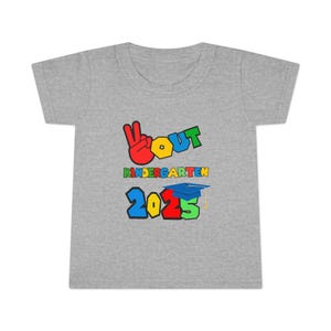 Peace Out Kindergarten Toddler T-shirt - Funny Kids Graduation Tee, Last Day of School Shirt, Preschool Kindergarten Grad Gift, 80s Retro