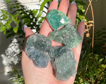 Raw Green Cubic Fluorite Clusters