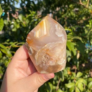Polished Flower Agate Crystal Carving Flame Point Specimen 5
