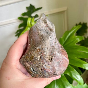 Brown & Pink Ocean Jasper Freeform Flame Specimen 2