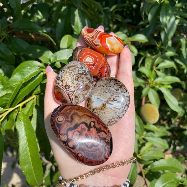 Small Banded Sardonyx Agate Polished Palm Stones