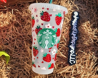 Berry Hearts| Personalized Starbucks Cup| Strawberry Starbucks Cup| Venti Fruit Themed Cup| Gifts for Strawberry Lovers| Summer Cup