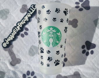 Dog Paw Cup| Dog Lover Gift| Reusable Puppy Paw Print Cup| Gift for Dog Mom| Starbucks Cup| New Puppy Gift