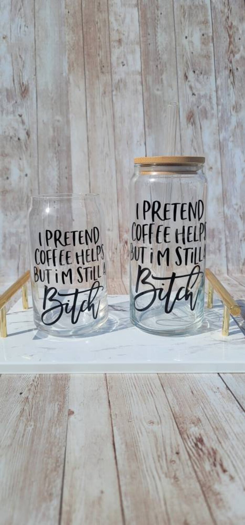 Funny Iced Coffee Glass: Sarcastic Adult Humor Glass Mug with Bamboo Lid image 5