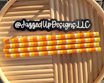 Candy Corn Straw| Halloween Reusable Straw | Libbey Glass Straws| Halloween Pattern Straw| Halloween Party Supplies| Halloween Straws