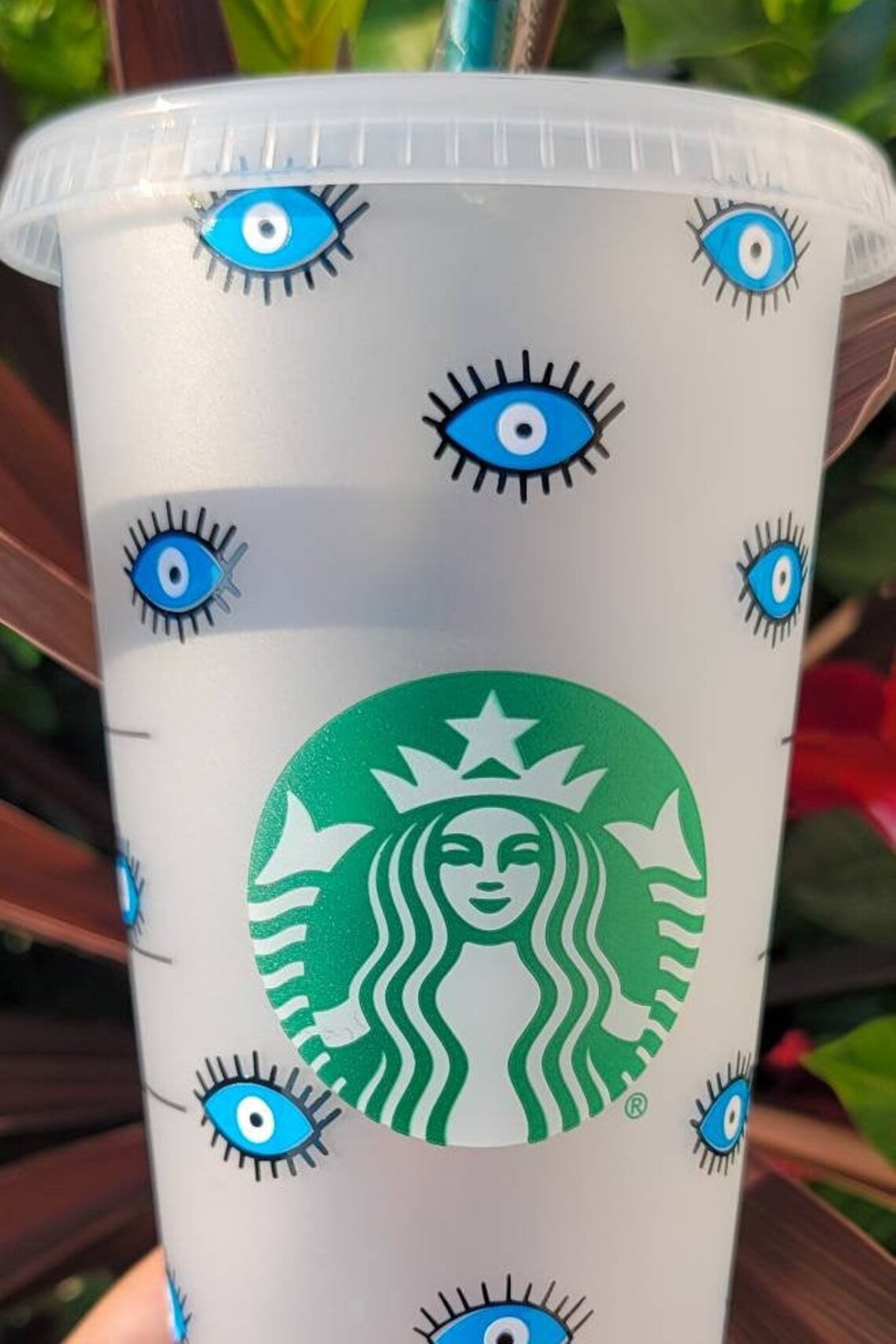 Evil Eye Starbucks Cupreusable Starbucks Cup Full Wrap Evil Etsy