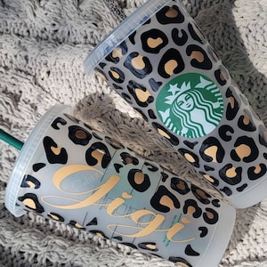 Leopard Print Sbux Cup| Reusable Leopard Print Cup| Teacher Gift| Gifts for Teens| Leopard Print Gift for Her|Animal Print Cup|
